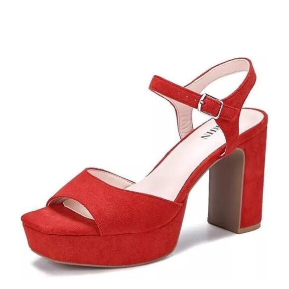 Oohrhn Women's Suede Platform Sandals with Ankle Strap - Size 10 - Picture 1 of 6